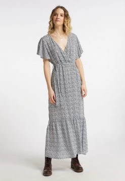 DreiMaster Mujer Vestido Largo - Marine Wollweiss
