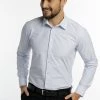 DreiMaster Hombre Camisa Elegante - Hellblau Gestreift