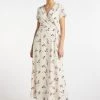 DreiMaster Mujer Vestido Largo - Wollweiss Mehrfarbig