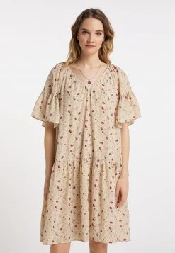 DreiMaster Mujer Vestido Informal - Hellbeige Mehrfarbig