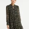 DreiMaster Mujer Vestido Informal - Schwarz Blumen