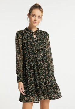DreiMaster Mujer Vestido Informal - Schwarz Blumen