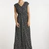 DreiMaster Mujer Vestido Largo - Schwarz Wollweiss