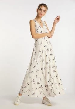 DreiMaster Mujer Vestido Largo - Wollweiss Mehrfarbig