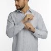 DreiMaster Hombre Camisa Elegante - Dunkelblau Gestreift