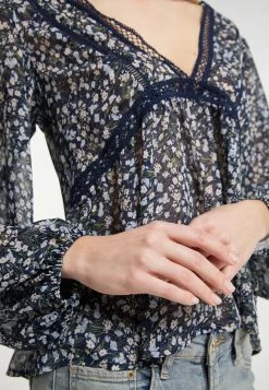 Mujer DREIMASTER SASHIMA - Blusa - Marine Geblümt -Tienda DreiMaster barata 2651aa236c8f442290dcd25a40b83c3b