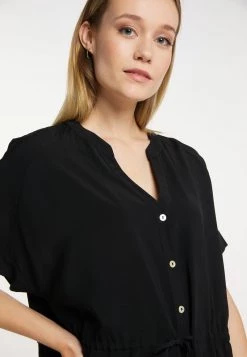 Mujer DREIMASTER EUCALY - Vestido Camisero - Schwarz -Tienda DreiMaster barata 2cd304e50a3745bb8d87fe35d455450a