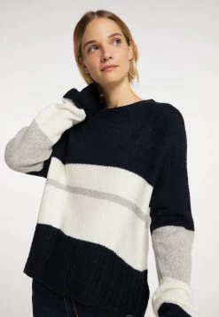 Mujer DREIMASTER INCUS - Jersey De Punto - Dark Blue/beige/grey -Tienda DreiMaster barata 38eeef3929574a4ab890894c27c479d7