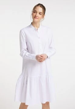 DreiMaster Vestido Camisero - Weiss, Mujer