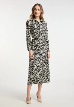 Mujer DREIMASTER MARKANI - Vestido Camisero - Weiss Schwarz