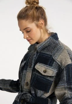 Mujer DREIMASTER KEYTI - Abrigo Corto - Karo Blau -Tienda DreiMaster barata 50825ab777ab4c1e9206b888797d45a2