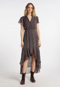 DreiMaster Mujer RÜSCHEN - Vestido Largo - Marine Mehrfarbig