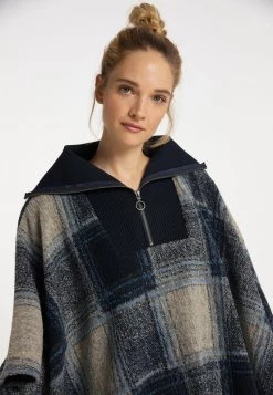 DREIMASTER BATUTTA - Poncho - Karo Blau, Mujer -Tienda DreiMaster barata 5253da62104843d2ab8619f3240fe5cf