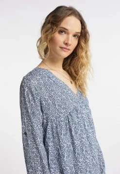 DreiMaster Mujer Vestido Informal - Graublau Wollweiss -Tienda DreiMaster barata 5ca99f2efed34685a5327bc54f10914d