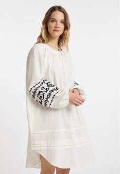 DreiMaster Vestido Camisero - Wollweiss, Mujer