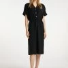 Mujer DREIMASTER EUCALY - Vestido Camisero - Schwarz
