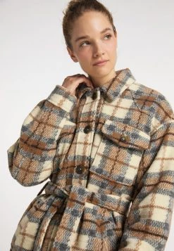 Mujer DREIMASTER KEYTI - Abrigo Corto - Karo Braun -Tienda DreiMaster barata 6836e8e7f21c4de884d6c1d42cb92ea8