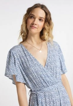 DreiMaster Mujer Vestido Largo - Hellblau Wollweiss -Tienda DreiMaster barata 6a172c4290914d1f99068c8d5db752ba