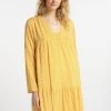 DreiMaster Mujer Vestido Informal - Senfgelb Wollweiss