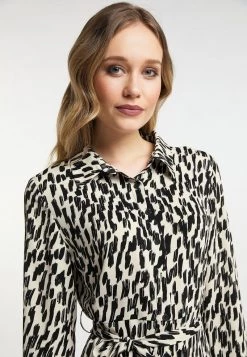 Mujer DREIMASTER MARKANI - Vestido Camisero - Weiss Schwarz -Tienda DreiMaster barata 7728b951287d4272bbf442ade159d8a1