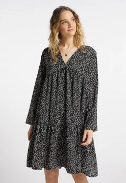 DreiMaster Mujer Vestido Informal - Schwarz Wollweiss