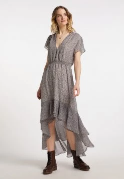 DreiMaster Mujer MIT ALLOVER-PRINT - Vestido Largo - Beige Blau