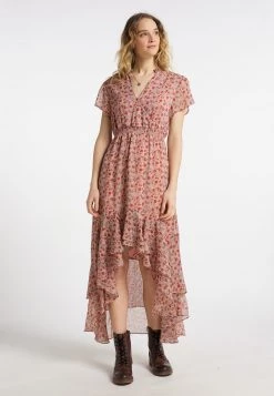 DreiMaster RÜSCHEN - Vestido Largo - Rosa Mehrfarbig, Mujer