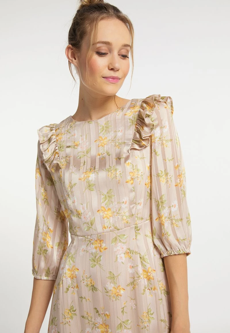 DreiMaster Mujer Vestido Informal - Nude Blumen 4 DreiMaster Mujer Vestido Informal - Nude Blumen - Imagen 4