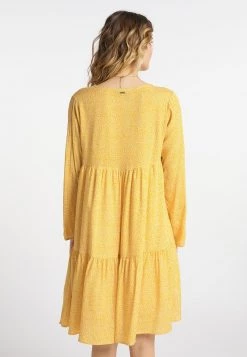 DreiMaster Mujer Vestido Informal - Senfgelb Wollweiss -Tienda DreiMaster barata 876e3b57427244cf86db91d7806c02da