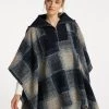 DREIMASTER BATUTTA - Poncho - Karo Blau, Mujer