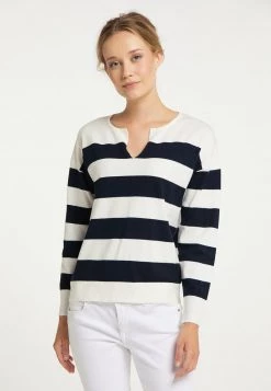 Mujer DREIMASTER BRIDGEPORT - Jersey De Punto - Wollweiss Marine