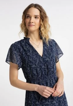 DreiMaster Mujer MIT RÜSCHEN - Vestido Camisero - Marine Wollweiss -Tienda DreiMaster barata 955b692499af4add807f25064965d0be