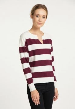 DREIMASTER BRIDGEPORT - Jersey De Punto - Wollweiss Rot, Mujer