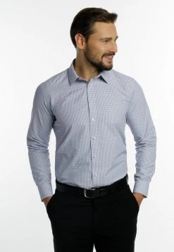 DreiMaster Hombre Camisa - Dunkelblau Kariert