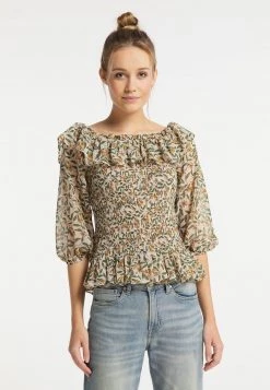 DreiMaster Blusa - Weiss Blumen, Mujer