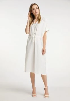 Mujer DREIMASTER EUCALY - Vestido Camisero - Wollweiss