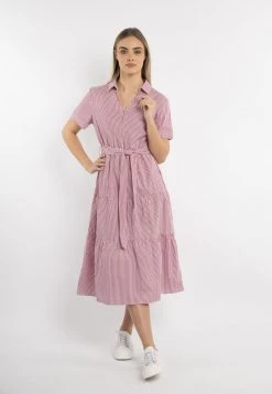 DreiMaster Mujer GESTREIFTES - Vestido Informal - Rot Wollweiss