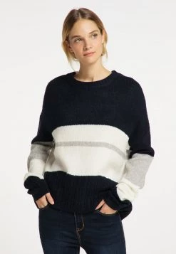 Mujer DREIMASTER INCUS - Jersey De Punto - Dark Blue/beige/grey