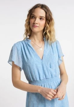 DreiMaster Mujer MIT RÜSCHEN - Vestido Camisero - Hellblau Wollweiss -Tienda DreiMaster barata c7efd894677143b5aaad0649cf774f15