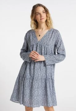 DreiMaster Mujer Vestido Informal - Graublau Wollweiss