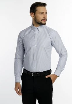 DreiMaster Camisa Elegante - Dunkelblau Gestreift, Hombre