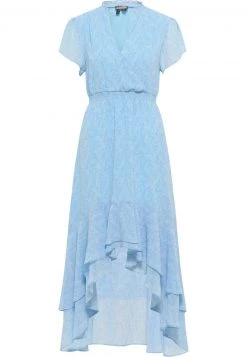 DreiMaster Mujer MIT RÜSCHEN - Vestido Camisero - Hellblau Wollweiss -Tienda DreiMaster barata d678397f059c47efa30af300526652bd