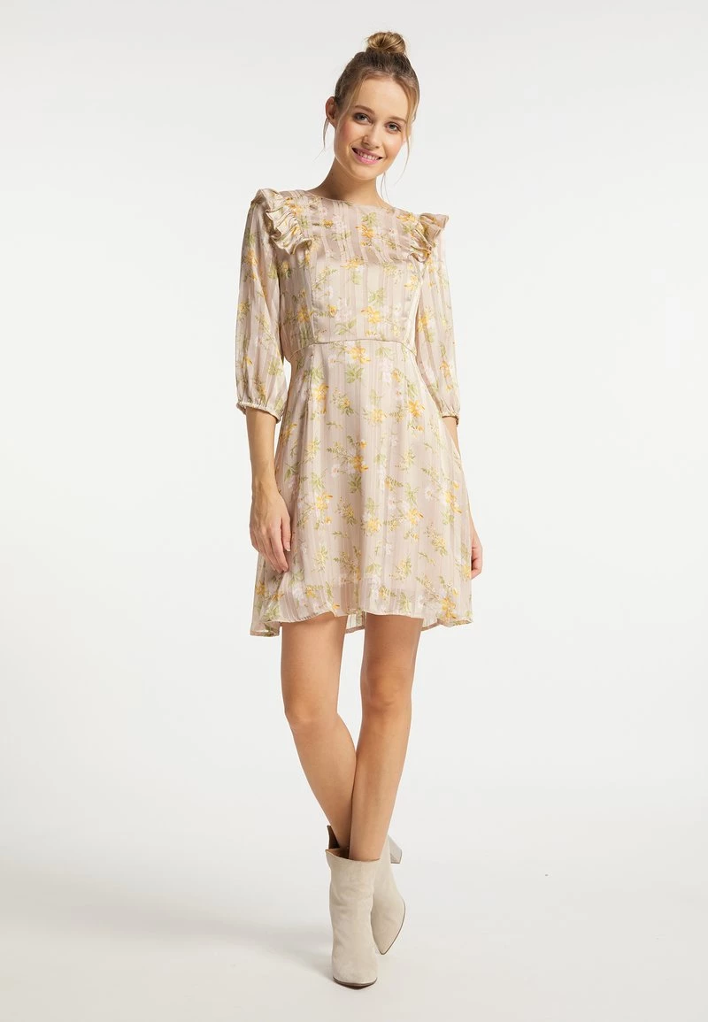 DreiMaster Mujer Vestido Informal - Nude Blumen 2 DreiMaster Mujer Vestido Informal - Nude Blumen - Imagen 2