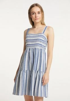 Mujer DREIMASTER IDEM - Vestido Informal - Blau Gestreift