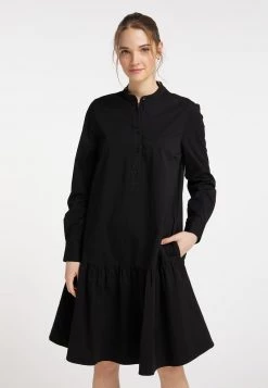 DreiMaster Mujer Vestido Camisero - Schwarz