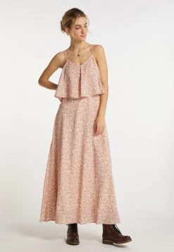 DreiMaster Mujer Vestido Largo - Rosa Wollweiss